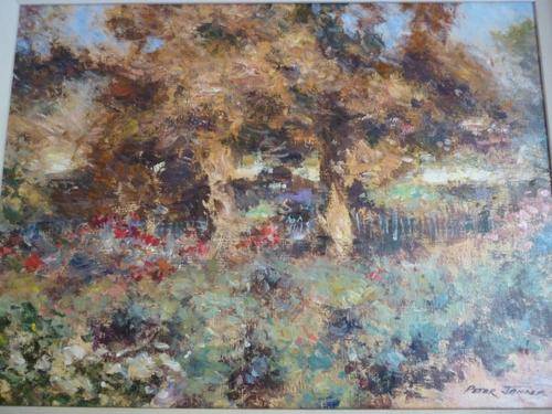 Peter Jander (1954-). Original Oil on Board. Gardens in Cape Town. Impressionistic Work, Framed.